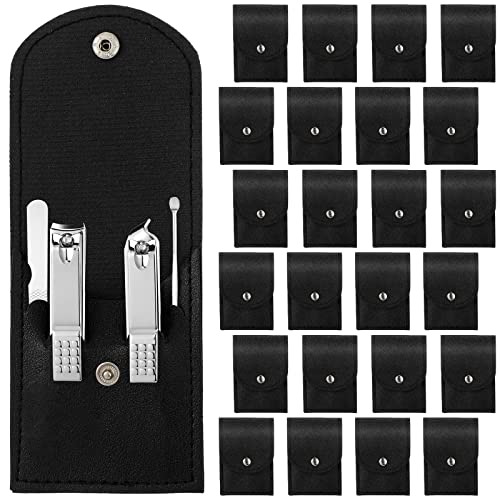 Lasnten 24 Set Valentine Manicure Set Bulk Nail Clippers Grooming Nail Kit Stainless Steel Professional Pedicure Tools Kit with Travel Case for Men Women Valentine's Day Gift(4 in 1,Black) - color: Black, size: 4 in 1