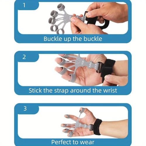 1pc Silicone Finger Trainers, 5 Fingers Wrist Stretching Band, Suitable For Hand & Finger Rehabilitation, Strength Training - color: 1pc Black