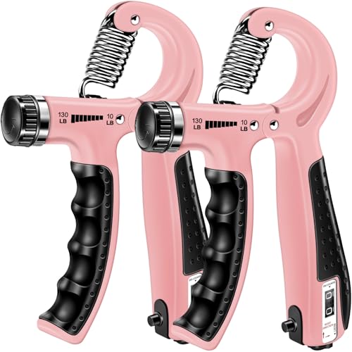 HiKeep Grip Strength Trainer (2 Pack), Forearm Strengthener, Hand Grip Gripper Strengthener, Hand Strengthening Devices, Forearm Exerciser, Finger Wrist Strengthener, Exercisers Squeezers for Strength - color: Pink