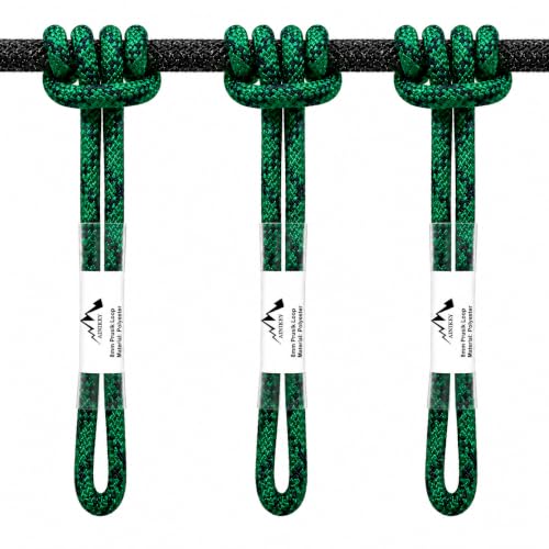 8mm (5/16") Sewn Prusik Loop 18 Inches / 24 Inches - Ideal for Arborist, Firefighting, Rigging, and Rescue Gear Dark Green | 24 inch | Pack of 3 - color: Dark Green | 24 Inch | Pack of 3