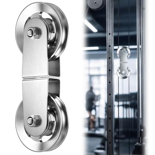 Swivel Dual Pulleys 360°Rotation Roller Reinforced double pulley Wheel for Home DIY Gym Pulley System Cable Machines fly machines Silent Bearing Swivel Groove Wheel Pull Down Attachment Weight Lifting