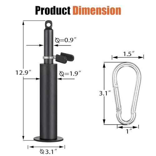 SERTT Weight Loading Pin fit 1 inch Standard and 2 inch Olympic Weight Plate, Gym Pin for Weight Stack with Heavy-Duty Carabiner, Weight Pin Attachment for Cable Pulley System LAT Pulldown - color: Black - 1 inch Standard and 2 inch Olympic Compatible