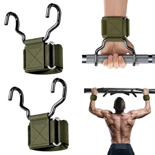 Weight Lifting Hooks, Upgrade Weightlifting Grip Hooks, Heavy Duty Lifting Wrist Straps for Pull-Ups, Strength Training and Deadlifts, Wrist Strap Hook for Men and Women - color: Green