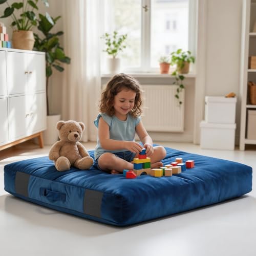 Crash Pads for Kids Sensory, Climbing Crash Pads, Crash Mat Sensory Room Play Equipment, Soft Foam Landing Zone, Luxe Velour, Cover Washable - size: 3.3FT