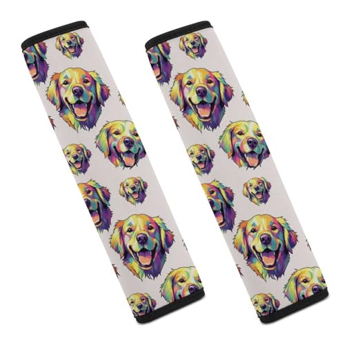 2 Pack Golden Retriever Dog Car Seat Belt Pad Universal Soft and Comfortable Harness Pads Strap for Adult Use, Most Cars, Easy Install (No Tool) - color: Pattern 679