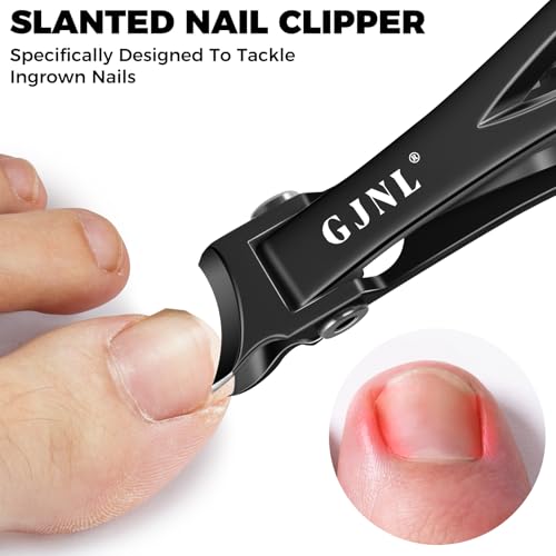 Slanted Curved Toenail Clippers for Seniors Toenails | Heavy Duty Nail Clippers for Men Thick Nails with Wide Jaw Opening, Black - color: Black Slanted Head