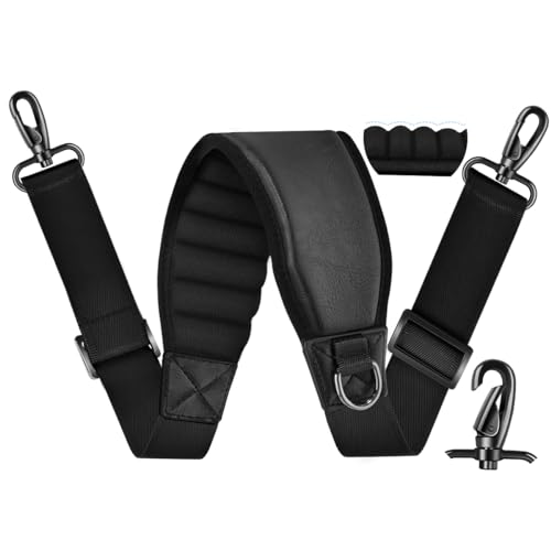 ZINZ 77" Shoulder Strap with Neoprene Thick Padded, Universal Bag Strap with Double Adjustable Buckles and Metal Swivel Hooks - color: Black