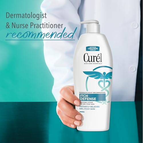 Curel Itch Defense Calming Body Lotion, Moisturizer for Dry, Itchy Skin, Body and Hand Lotion, with Advanced Ceramide Complex, Pro-Vitamin B5, Shea Butter, 13 Oz | Soothes Itchy Skin, Prevents Eczema Flare-Ups, Ceramide Moisturizer, Fragrance-Free, Dermat