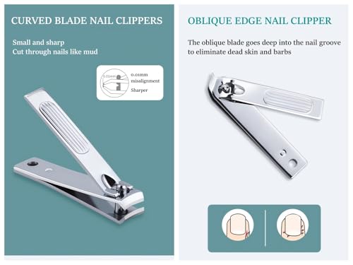 Nail Clipper Set, 6 Pcs Toenail Clippers, Stainless Steel Fingernail Clipper, and PU Leather Manicure Set, Purse Essentials Travel Nail Kit Gift Ideas