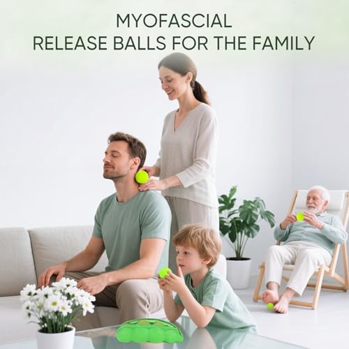 2 Soft & 2 Hard Massage Lacrosse Balls (4 Sizes) for Myofascial Release – Small Pressure Point & Mobility Therapy Balls for Hand, Foot & Neck – Mini Fascia Yoga Massager for Travel