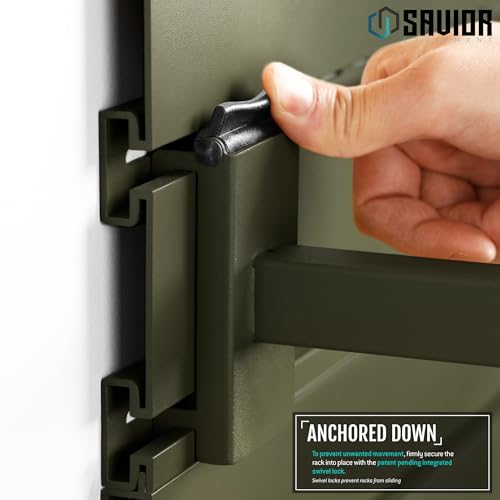 Savior Equipment Wall Rack System Tactical Belt Attachment Gear Wall Mount Display Rack Organizer Hanger, Adjustable Width, Heavy-Duty Steel Construction Hold Up to 20 lbs - color: Olive Drab Green