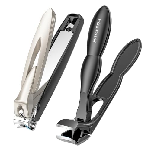 Nail Clippers Set of 2, Large Heavy Duty Fingernail Clippers with Catcher Long Handle, Angled Head Toe Nail Clippers for Thick Nails for Seniors, Sharp Wide Jaw Opening Toenail Clippers for Men Women - style: Modern