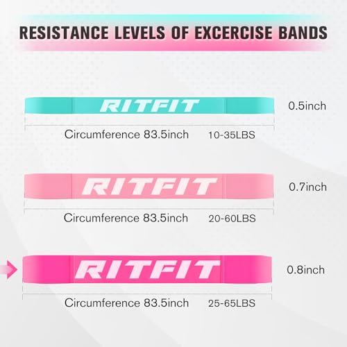 RitFit Pull Up Assist Band in Natural Latex for Stretching and Mobility | Resistance Band,Eco-Friendly Latex, Pull-Ups Powerlifting, Physical Therapy Rehab, Full-Body Training, Mobility Training - color: Rose Pink