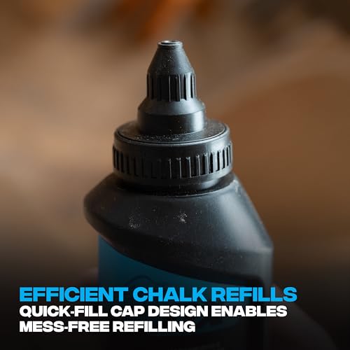 OX Black Chalk Line Powder 8oz - Permanent Chalk Refill | Weather-resistant marking chalk, quick-fill nozzle, quarter-turn cap, 8oz refill for chalk reel, wood, concrete, metal - color: Black - Permanent