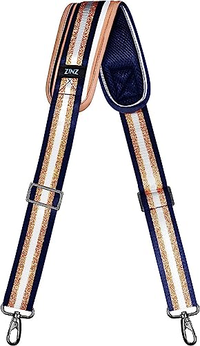 Bag Shoulder Strap, Padded Adjustable Shoulder Strap Replacement - color: Blue Gold, size: 57"