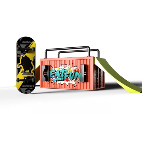 32mm Pro Fingerboard Complete Set | Bearing Wheels | 5 Ply Maple Deck | Anti Skid Grip Tape | Complimentary Tool | Concave Shape - color: Fun Box H : Hangry Kitty