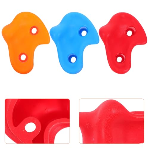 6pcs Climbing Wall Holds Kit, Thickened Indoor Outdoor Playground Climbing Rock Attachments with Blue Red Orange Grips for Home and Sports Play Sets