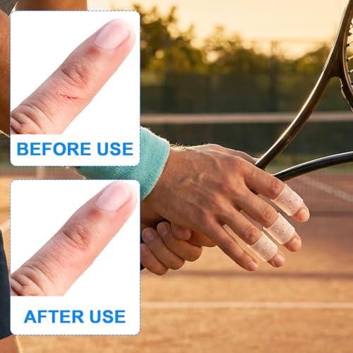PAGOW 20pcs Finger Covers for Skin Picking, Stop Nail Biting Finger Guard | Reusable Breathable Silicone Anti Skin Picking Finger Gloves for Nail Biting Prevention, Cuticle Protection, Cracked - Clear - size: style1,clear,20pcs