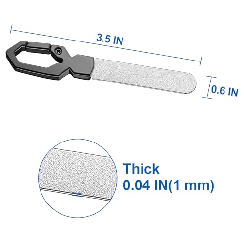 Metal Nail File with Keychain Handle, Stainless Steel Double-Sided Grit Fingernail File with Leather Case, Portable Nail Filer for Home, Travel & Gift Use - size: 2 Pack 3.6 in Gunmetal Keychain