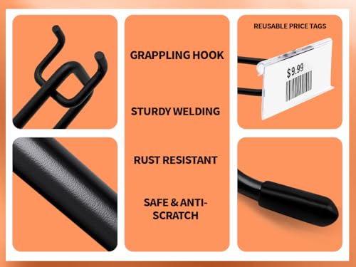 8" Pegboard Hooks with Label, 50Pcs Heavy Duty for 1/4" Board, Garage Storage - size: 8inch-50pcs