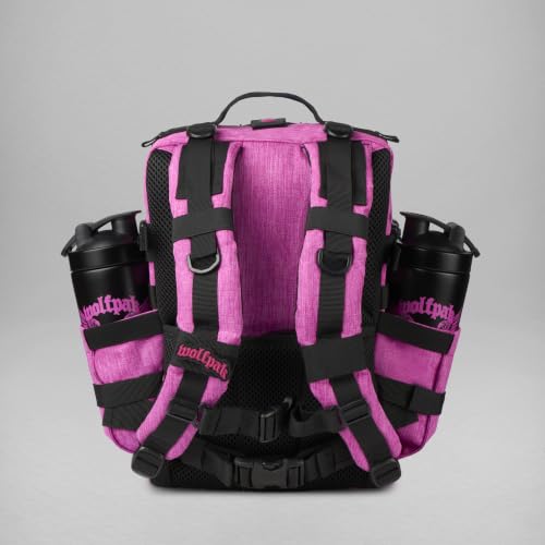 WOLFpak 35L Athletic Gym Backpack - Durable 1000D Waterproof Oxford Material with MOLLE Webbing, Laptop Pocket - color: Deathwing Pink
