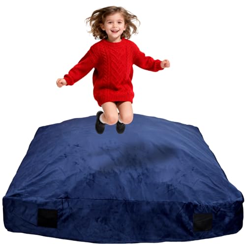 WOUDY Crash Mats for Kids Sensory, Sensory Pads for Autistic Children,Soft Foam Landing Zone, Soft, High-Density Foam Landing Zone Provides Safe Sensory, with Washable Cover - size: 3FT blue