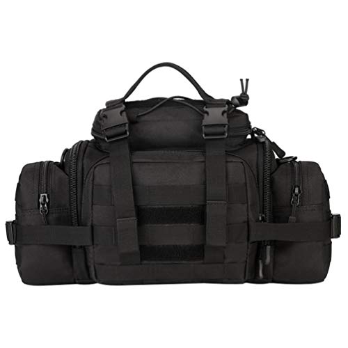 Tactical Assault Gear Sling Pack Hiking Duffle Fanny Packs MOLLE Compact Utility Military Waist Range Bag Heavy Duty EDC Camera Shoulder Backpack (Black) - color: Black