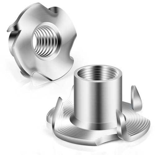 5/16"-18 T-Nuts 304 Stainless Steel, 4-Pronged Tee Nut for Wood, Rock Climbing Holds, Furniture, 25 PCS - color: 304 Stainless Steel, size: 5/16"-18