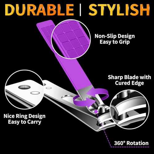 Manicure Set 16Pcs Professional Stainless Steel Pedicure Kit Mens Grooming Kit Fingernail & Toenail Clippers Set Manicure Kit with Luxurious Travel Bag, Sharp Nail Scissors and Clipper (Purple) - color: 16Pcs-Purple