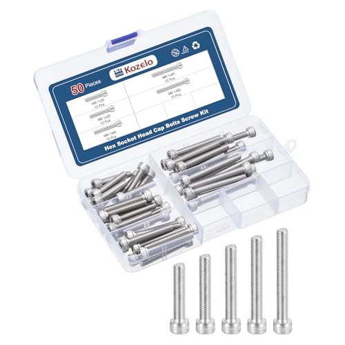 50pcs M6 Socket Head Cap Screws Bolts Nuts Assortment Kit - [M6x30/35/40/45/50mm] 304 Stainless Steel Allen Socket Drive for 3D Printer - size: M6x30/35/40/45/50mm