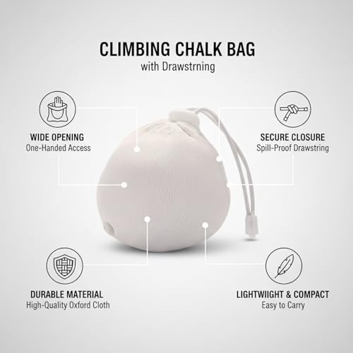 Climbing Chalk Bag with Drawstring Closure, Durable Oxford Cloth Bouldering Pouch for Rock Climbing & Gym Training