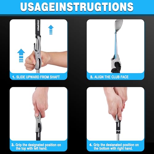 CHAMPKEY Professional Golf Grip Trainer - Perfect Golf Training Aid for Stable Swing and Proper Hand Positioning and Grip-Enhance Grip Strength and Precision (Gray, Jumbo)