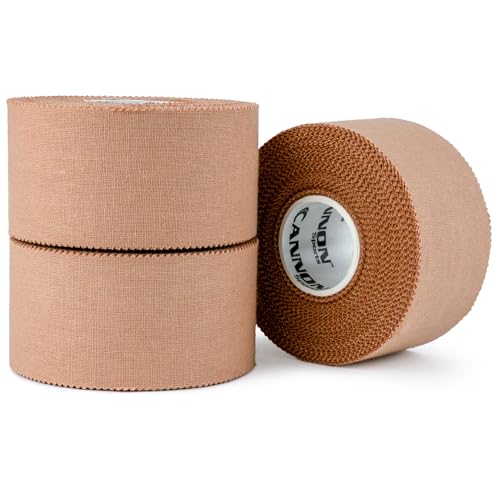 Cannon Sports Premium Athletic Tape - 1.5” x 45 Feet Per Roll - Easy Tear, No Sticky Residue, Very Strong, Hypoallergenic and Latex Free - Ideal for Sprains, Strains, First Aid - Pack of 3 (Natural) - color: Natural