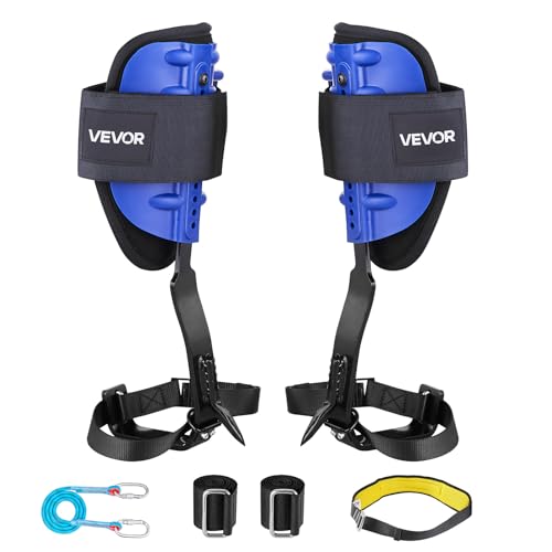 VEVOR Tree Climbing Spikes, 1 Pair Height-Adjustable Climbing Spurs, 350lbs Load Capacity Tree Climbing Gear with Straps, Arborist Equipment for Climbers, Hunting, Fruit Picking - color: Blue
