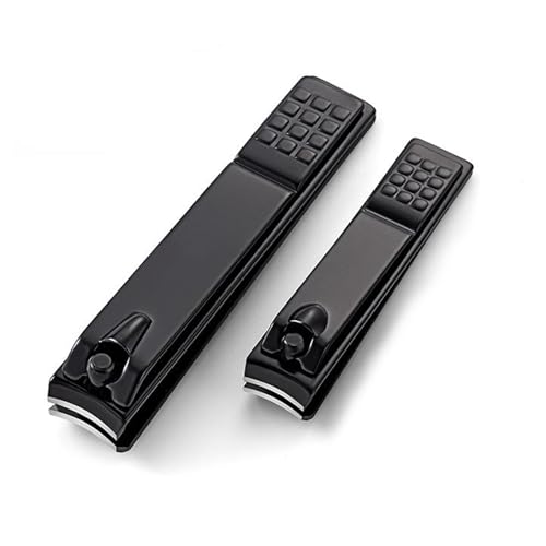 Ultra Sharp Sturdy Nail Clippers Set - 2-Pack Fingernail & Toenail Cutters, Professional Manicure & Pedicure Tool for Men & Women, Black