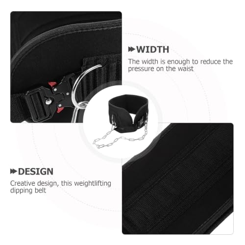 Black Fitness Dipping Belt with Metal Chain for Weightlifting, Creative Design Waist Belt to Reduce Waist Pressure, for Indoor Fitness and Physical Exercise