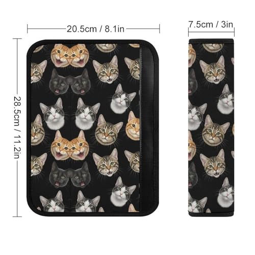 2 Pack Universal Soft and Comfortable Seat Belt Cover for Kids, Car Seats Pushchair Strollers High Chair Pushchair, Funny Cats Black Seat Belt Cushion - color: Pattern 466
