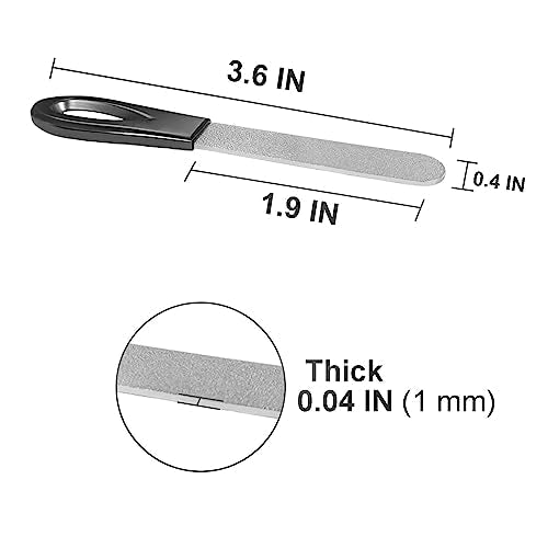 Metal Nail File, Stainless Steel Fingernail Files Double Sided Grit Nail Filer with Leather Cases and Non Slip Handle (2 Pack 3.6IN Gunmetal Files with PU Cases) - size: 2 Pack 3.6 in Gunmetal Non-Slip