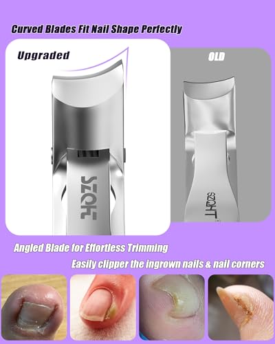 2025 Upgrade Angled Head Nail Clippers for Men, Toenail Clippers for Seniors Thick Toenails, Large Toe nail Clippers with Catcher, Extra Wide Handle,Sharp Heavy Duty Stainless Steel Nail Cutter-Silver - style: Sliver