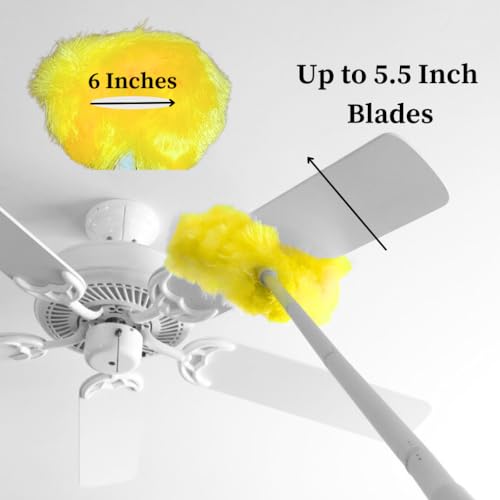 Evelots Ceiling Fan Blade Brush Cleaner - Long Extension Pole - Brush Both Sides at the Same Time - Scratch Resistant Microfiber Feather Cobweb Duster - Extra Long with Reach up to 9 Feet - style: 1 Unit - Up to 9 Feet Reach