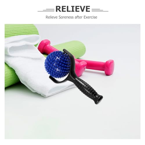 Alipis Large Spiky Ball Yoga Pilates Massage Stick, Handheld Muscle Roller for Shoulder and Calves, Portable Back Stretching Rod for Workout and Muscle Knot Relief