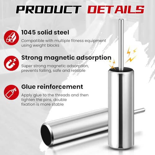 Lasnten Weight Stack Pin Extender with Spring Clip Collar, 10 mm Gym Pin for Cable Machine & Home Gym, Made of Solid Steel for Secure and Long Lasting Use