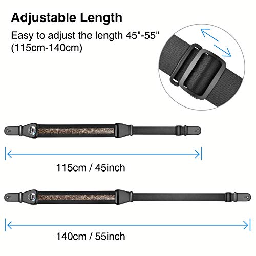 LEKATO Bass Guitar Strap - 3" Wide, Padded, Adjustable 45" to 55", Pick Holder & 2 Safety Strap Locks - color: Brown, size: Regular(45"-55")