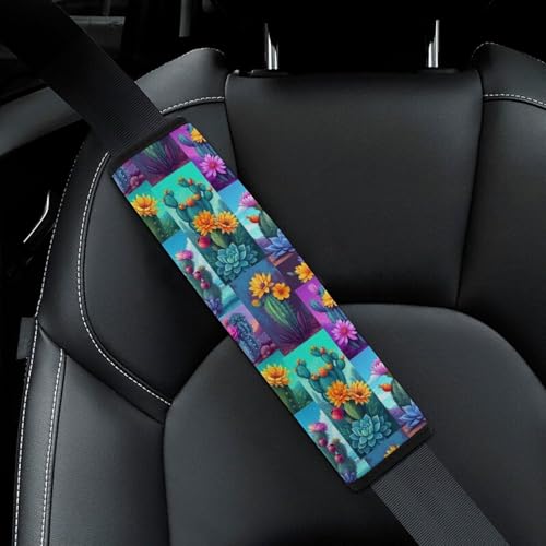 Universal Fit Seat Belt Shoulder Pad for Kids, Car Seats Pushchair Strollers High Chair Pushchair, 1 Pair Cactus Flower Botanical Plant Automotive Seat Belt Protector - color: Pattern 603