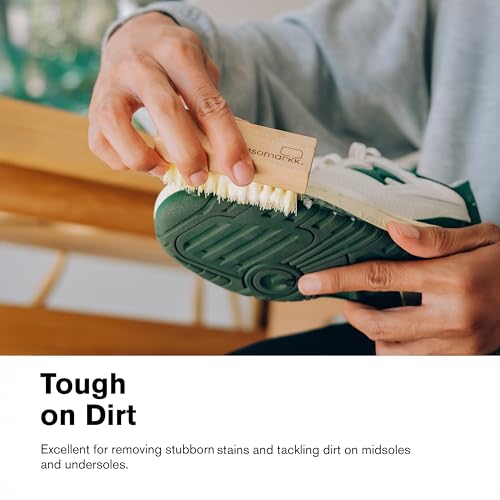 Jason Markk Standard Cleaning Brush - Handcrafted Wood Handle - Synthetic Bristles - Tough on Stubborn Stains & Dirt on Midsoles - Great for All-Around Shoe Cleaning - Works on Most Materials - style: Standard Brush Light Brown