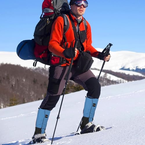 Waterproof Adjustable Hiking Gaiters for Men and Women, Snow Boots-Gaiters for Hiking in Hunting Sand Mud Mountain Climbing Snowshoeing - color: Light Blue