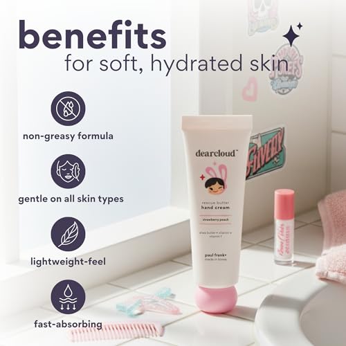 Paul Frank Rescue Butter Hand Cream – Shea Butter (Strawberry Peach) | Shea Butter · Vitamin E · Vitamin F · Paul Frank design · for dry & cracked hands