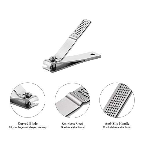 Nail Clippers Set with Visibly Tin Case, Silver | Ultra Sharp, Sturdy Fingernail and Toenail Clipper Cutters - color: Silver