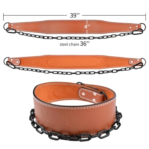 Weight Lifting Dip Belt with 36 Inch 6mm Thick Steel Chain for Weight Lifting, Pull Ups, Squats, Bodybuilding Training - color: Brown