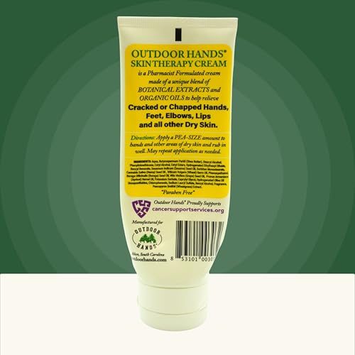 Outdoor Hands Skin Therapy Cream – 3.4 oz Crack & Dry Skin Repair – Pharmacist-Formulated Healing Cream for Cracked, Chapped or Split Hands, Heels & Elbows - 2 pack